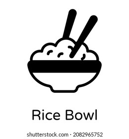 Editable filled design icon of rice bowl 