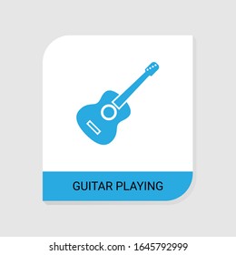 Editable filled Guitar playing icon from Hobbie icons category. Isolated vector Guitar playing sign on white background