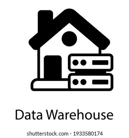Editable filled icon of data warehouse