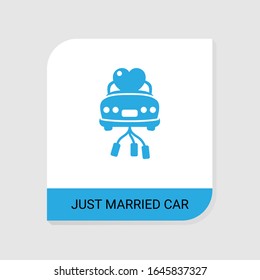 Editable filled just married car icon from Wedding icons category. Isolated vector just married car sign on white background