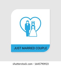 Icono editable relleno de pareja recién casada de la categoría iconos de Boda. Vector aislado de la pareja de recién casados signo de fondo blanco