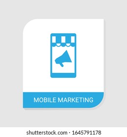 Editable filled Mobile marketing icon from Search Engine Optimization icons category. Isolated vector Mobile marketing sign on white background