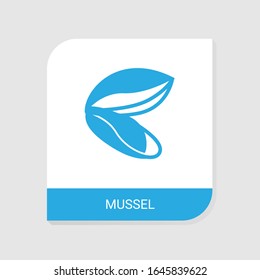 Editable filled mussel icon from Seafood icons category. Isolated vector mussel sign on white background
