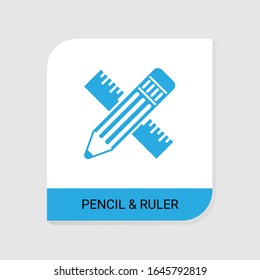 Icono de lápiz y regla rellenado editable de la categoría Iconos de diseño de fondo. Lápiz vectorial aislado y signo de regla en fondo blanco