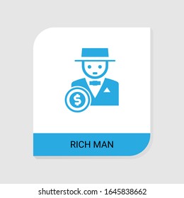 Icono de hombre rico editable de la categoría de iconos del Casino. Signo de hombre rico en vectores aislado en fondo blanco