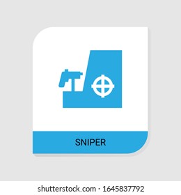 Editable filled sniper icon from Gaming icons category. Isolated vector sniper sign on white background