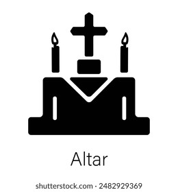 An editable filled style icon of altar 