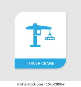 Editable filled tower crane icon from Construction icons category. Isolated vector tower crane sign on white background