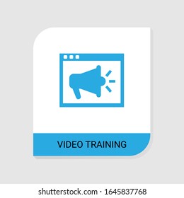 Bearbeitbar gefülltes Video-Schulungssymbol aus der Kategorie E-Learning-Symbole. Einzige Vektorillustration - Videoschulungszeichen auf weißem Hintergrund
