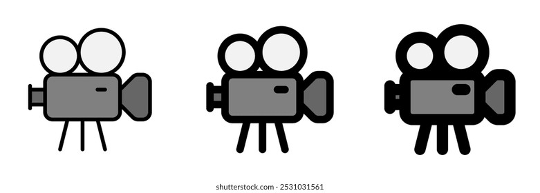 Editable film video camera, film production, studio vector icon. Movie, cinema, entertainment. Part of a big icon set family. Perfect for web and app interfaces, presentations, infographics, etc