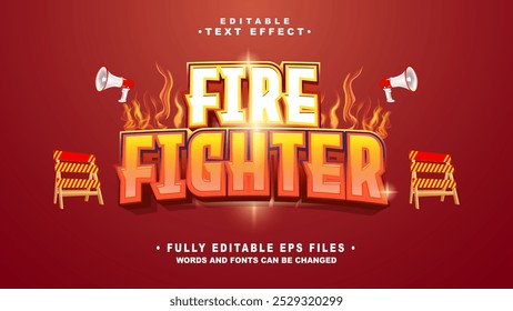 Efecto de texto editable de Fire Fighter. Logo de tifografía