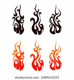 editable fire flame ignite collection set vector clip art element isolated design 