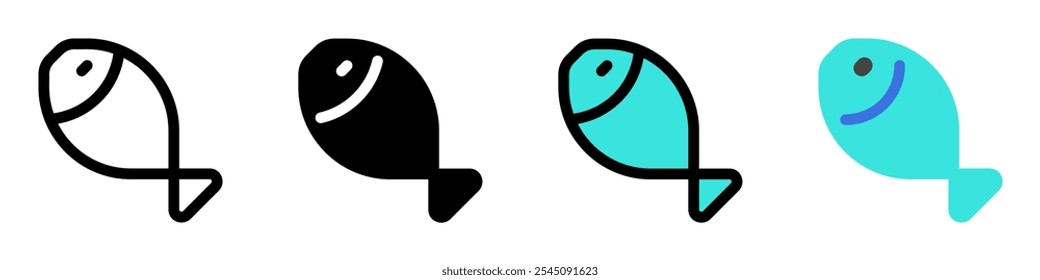 Peixe editável, ícone do vetor de frutos do mar. Parte de uma grande família de conjuntos de ícones. Perfeito para interfaces web e app, apresentações, infográficos, etc