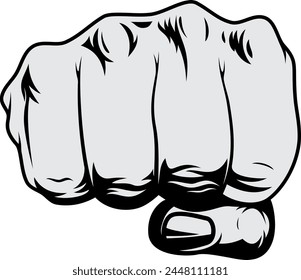 editable fist art vector black and white, clenched, hits. editable vector art the fist of hand black and white artwork anatomy of hand, freedom hand, rebellion, detailed hand template Raise