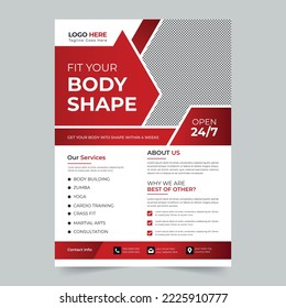 Editable fitness gym workout sports yoga flyer design for digital marketing company. Flyer design template Premium Vector