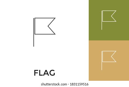 Editable Flag Thin Line Icon with Title. Useful For Mobile Application, Website, Software and Print Media.