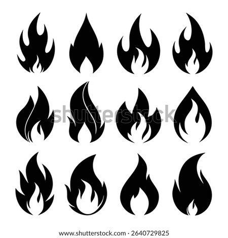 Editable Flame Symbol Set – Bold Fire Icon Designs in Vector Format