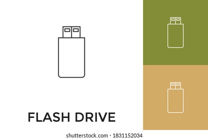 Editable Flash Drive Thin Line Icon with Title. Useful For Mobile Application, Website, Software and Print Media.