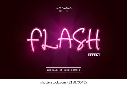 Editable Flash Neon Text Effect With Shiny Pink Style Template