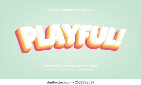 Editable Flat 3d Playful Vibes Vector Text Effect