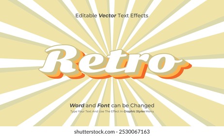 Editable flat 3D retro text effect