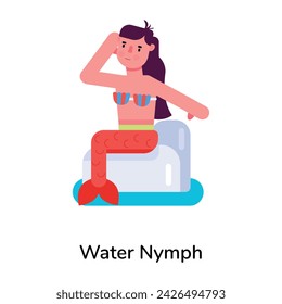 Editable flat character of a water nymph 