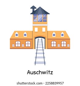 An editable flat design of auschwitz