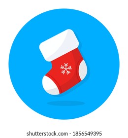 Editable flat design of christmas sock icon