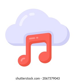 Editable flat design of cloud music icon