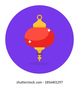 Editable flat design of decorative ornament, vintage lamp 