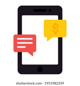 Icono de diseño plano editable del chat de negocios móviles