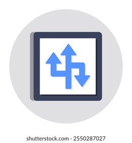 Ícone de design plano editável de setas triplas de direção