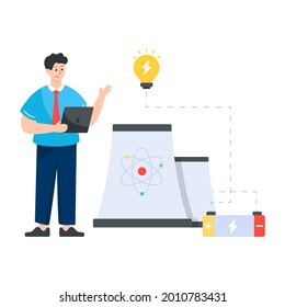Editable flat design of nuclear energy illustration
