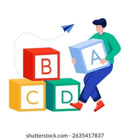 Vetor de design plano editável de blocos abc