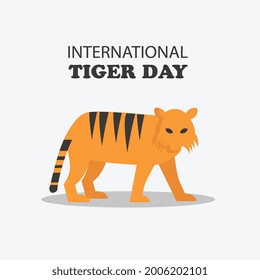 Editable Flat Design Vector Illustration World International Tiger Day Poster perfect For Social Media Content 