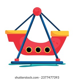 An editable flat icon of boat swing 