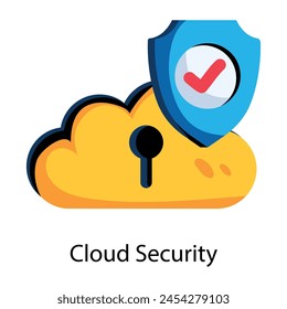Editable flat icon of cloud security 