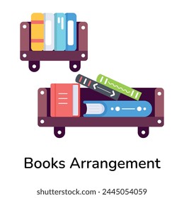 Editable flat icon depicting books arrangement 