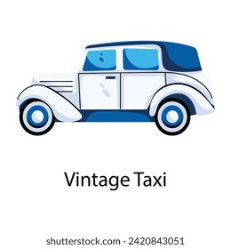 Editable flat icon depicting a vintage taxi 