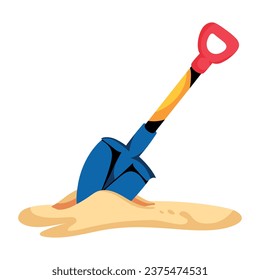 Un icono plano editable de la pala de excavación 