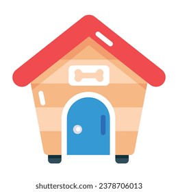 Un ícono plano editable del hogar del perro 