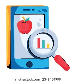Un ícono plano editable del análisis de alimentos 