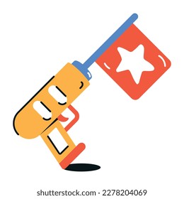 An editable flat icon of gun prank 