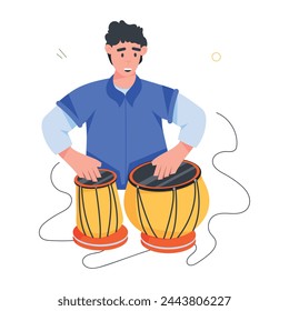 An editable flat icon of hand drummer