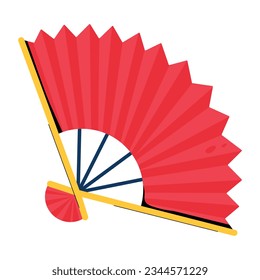 An editable flat icon of hand fan 