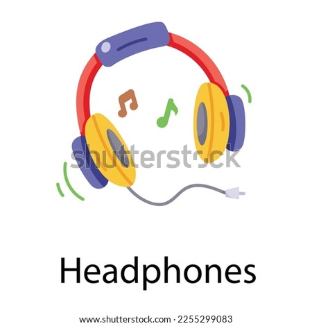 An editable flat icon of headphones  