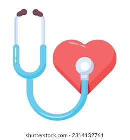 An editable flat icon of heart checkup