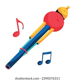 An editable flat icon of hulusi flute 