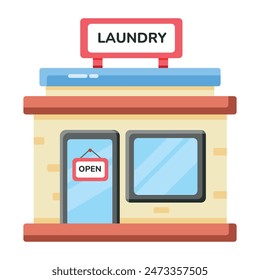 An editable flat icon of laundry shop 