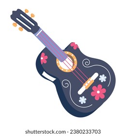 An editable flat icon of mexican guitar  